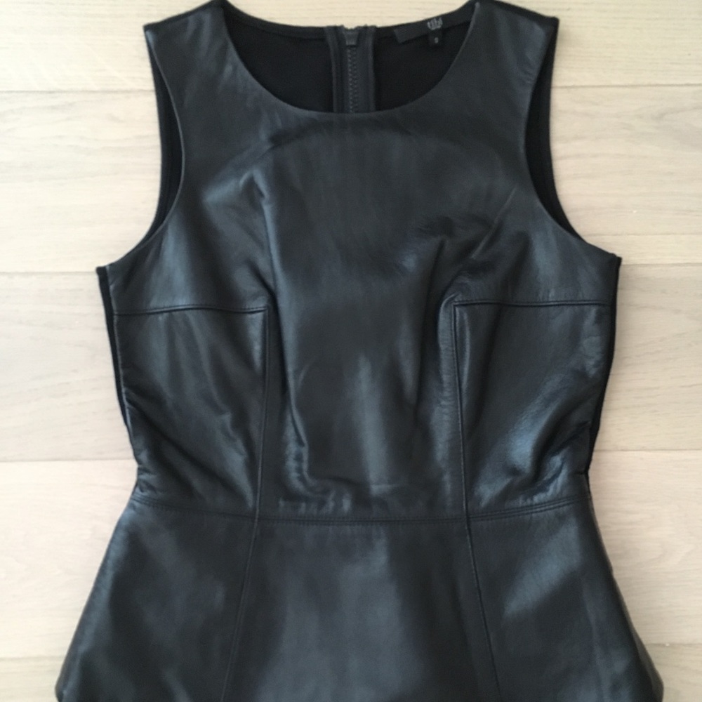 *SOLD* Tibi Sleeveless Leather Yoke Top - Picture 2 of 4